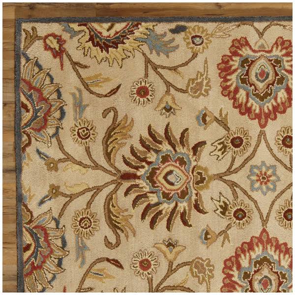 Arden Floral Handmade Tufted Wool Ivory/Denim Area Rug Birch Lane Rug Size: Rectangle 4& x 6&