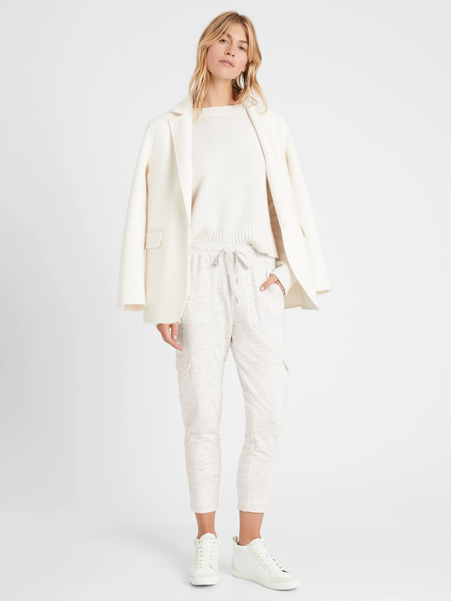 Banana Republic Women's Baby Terry Cargo Jogger Oatmeal Heather Size L
