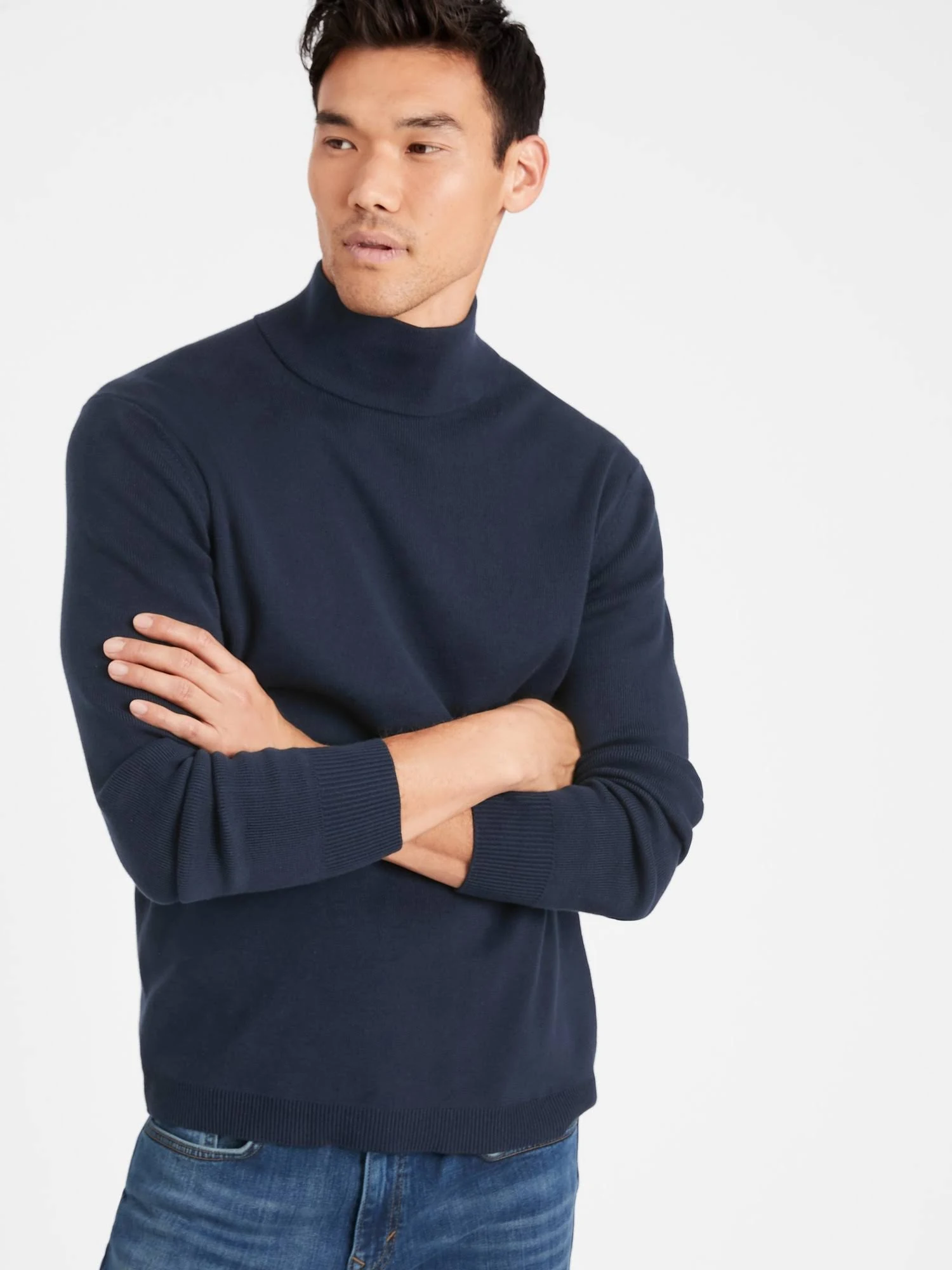 Banana Republic Men's Supima Mock-Neck Sweater Navy Size M