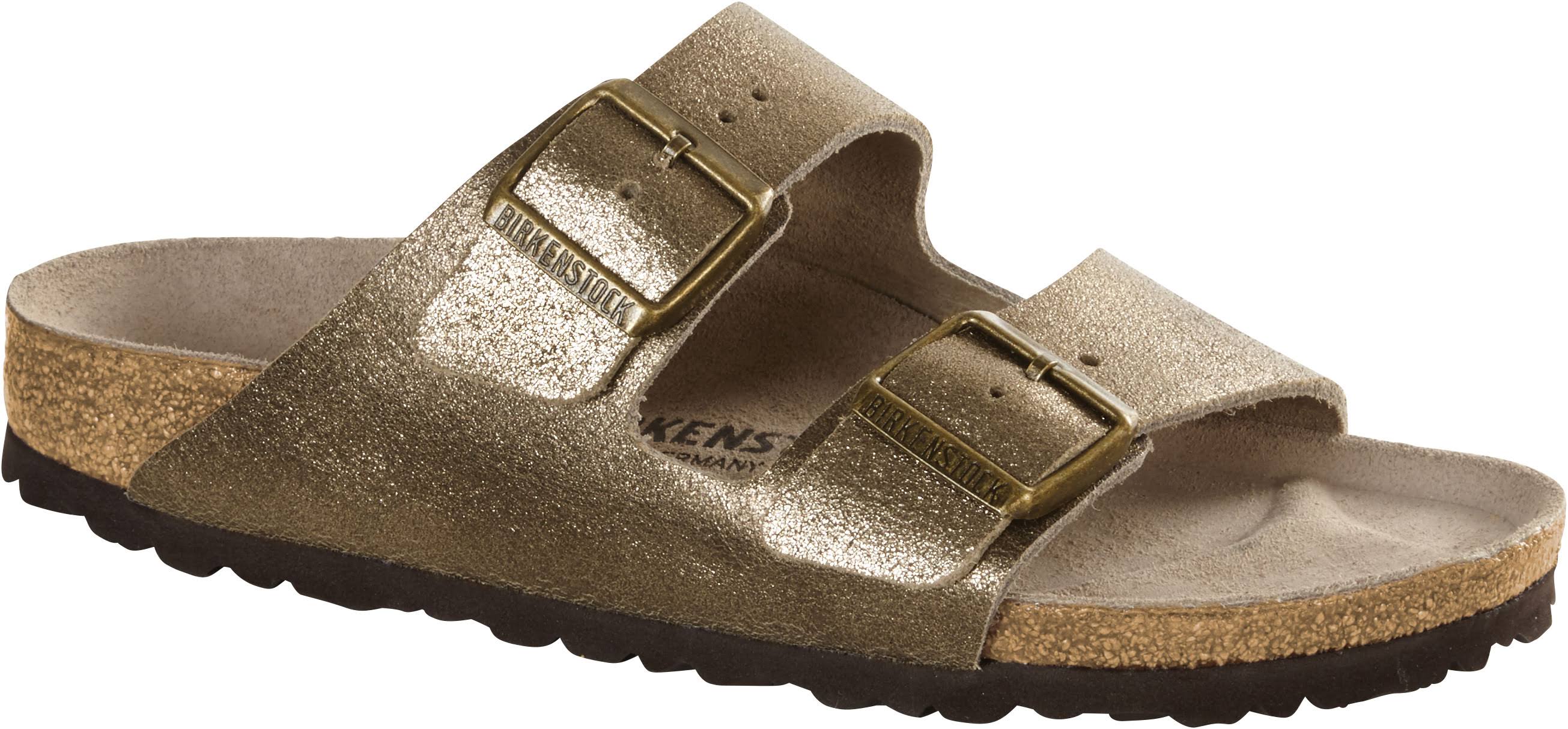 Arizona in Washed Metallic Antique Gold Leather Narrow Width - Size 40
