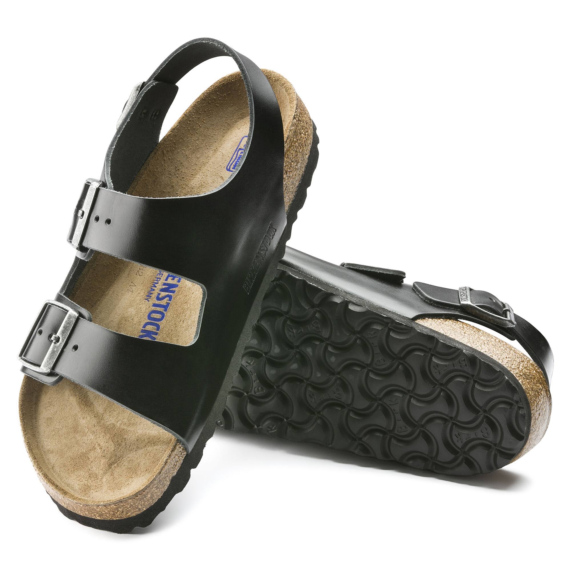Birkenstock 234531: Milano Black Unisex Soft Footbed Leather Sandal (43 M EU)