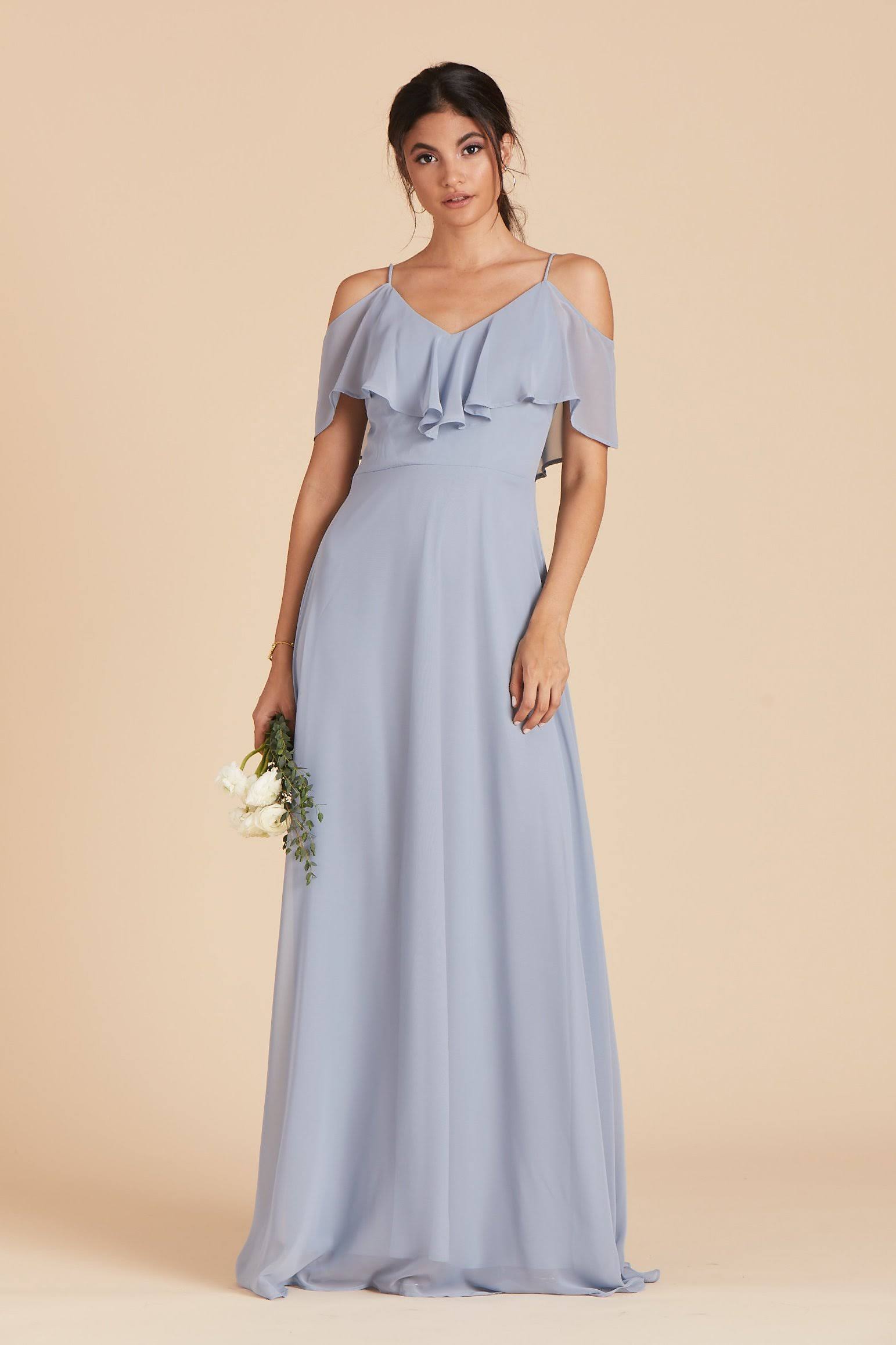 Birdy Grey Jane Convertible Chiffon Bridesmaid Dress in Dusty Blue S / Dusty Blue / No Slit