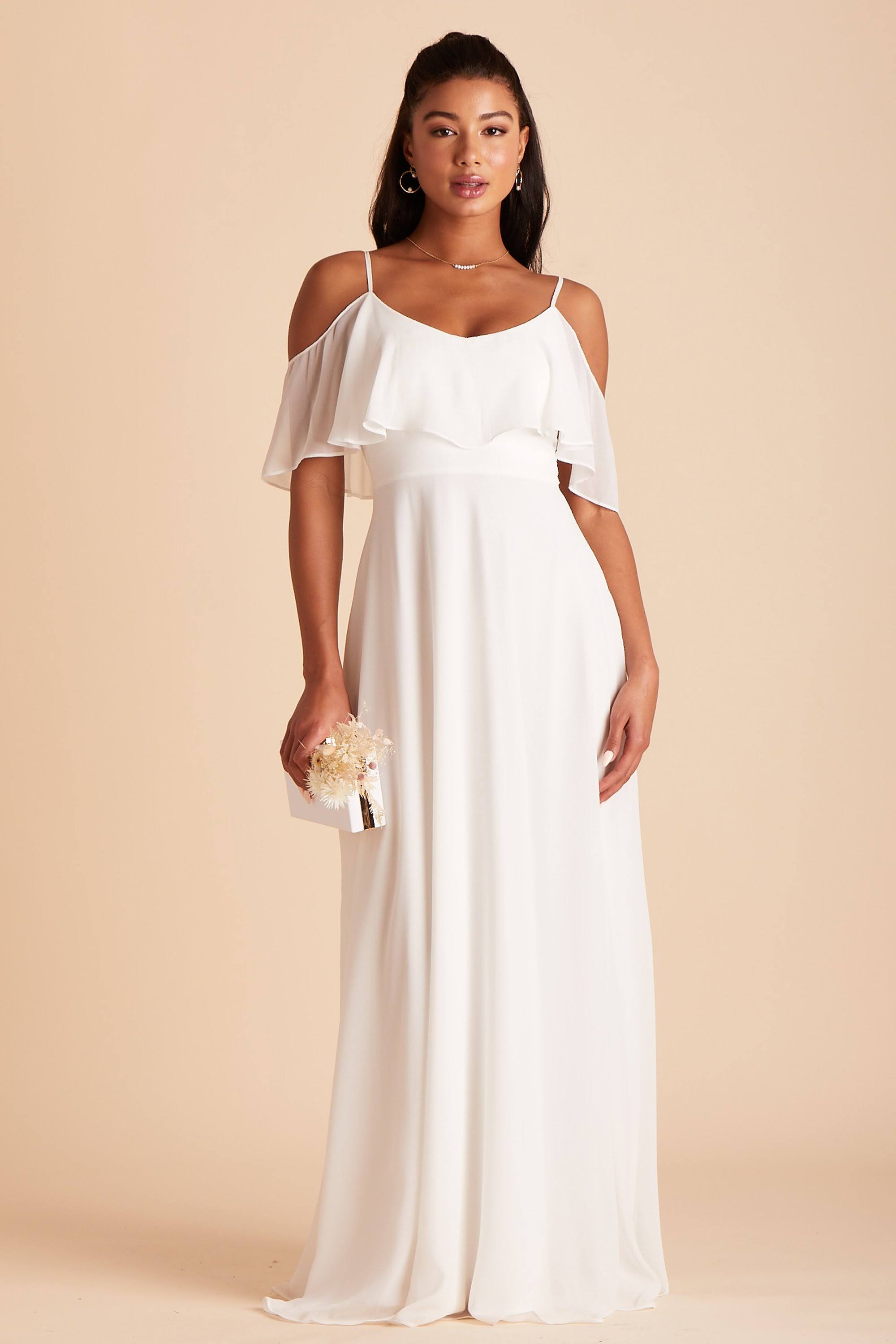 Birdy Grey Jane Convertible Chiffon Bridesmaid Dress in White M / White