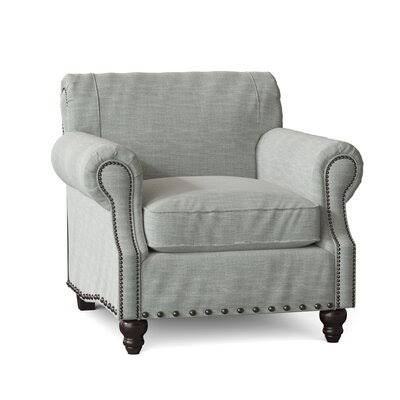 Landry 40x22 Wide Down Cushion Armchair Birch LANE? Body Fabric: Conversation Capri, Nailhead Detail: Old Gold Spotted