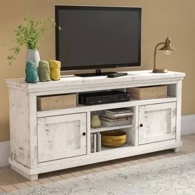 Birch Lane Pineland TV Stand for TVs Up to 70x22 Color: Distressed White, Width: 64x22