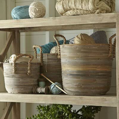 Kobu Wicker Basket Size: 12x22 H x 11x22 W x 11x22 D