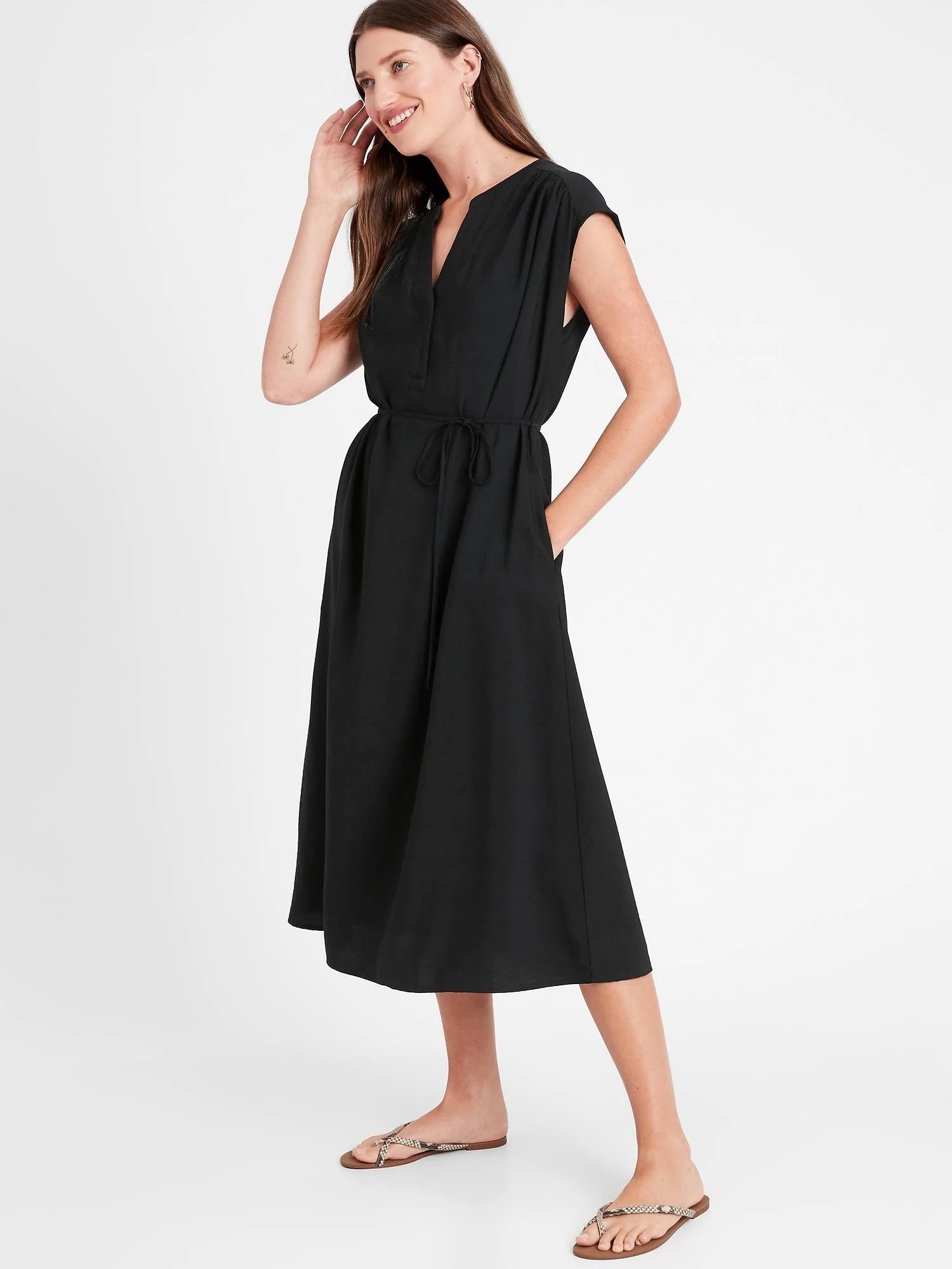 Banana Republic Women's Crepe Midi Dress Black Size M