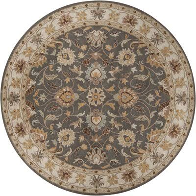 Arden Floral Handmade Tufted Wool Charcoal Area Rug Birch Lane Rug Size: Round 8&