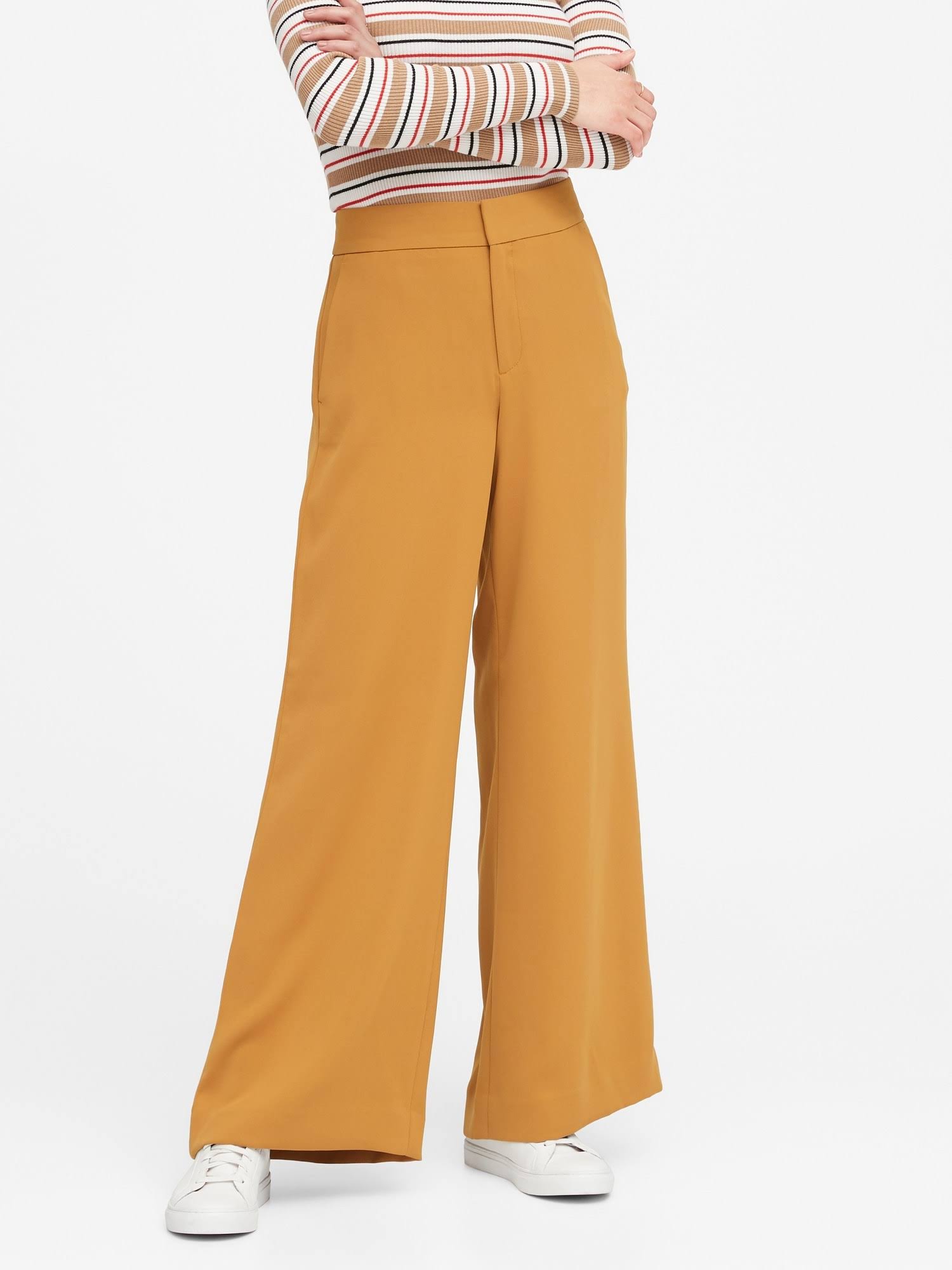 Banana Republic Women's High-Rise Wide-Leg Pant Golden Wreath Size 4 Regular