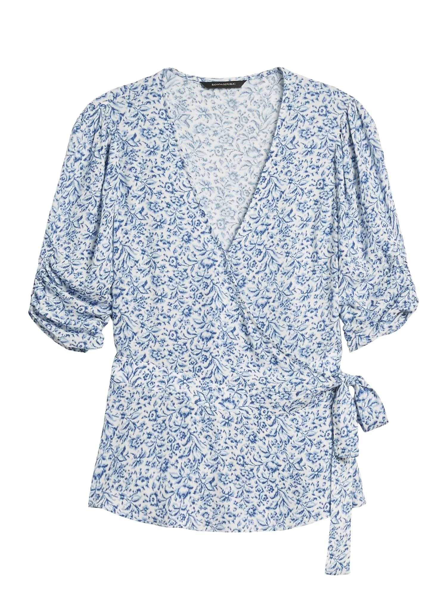 Banana Republic Women's Ecovero Wrap Top Navy Blue Ikat Size Xxs