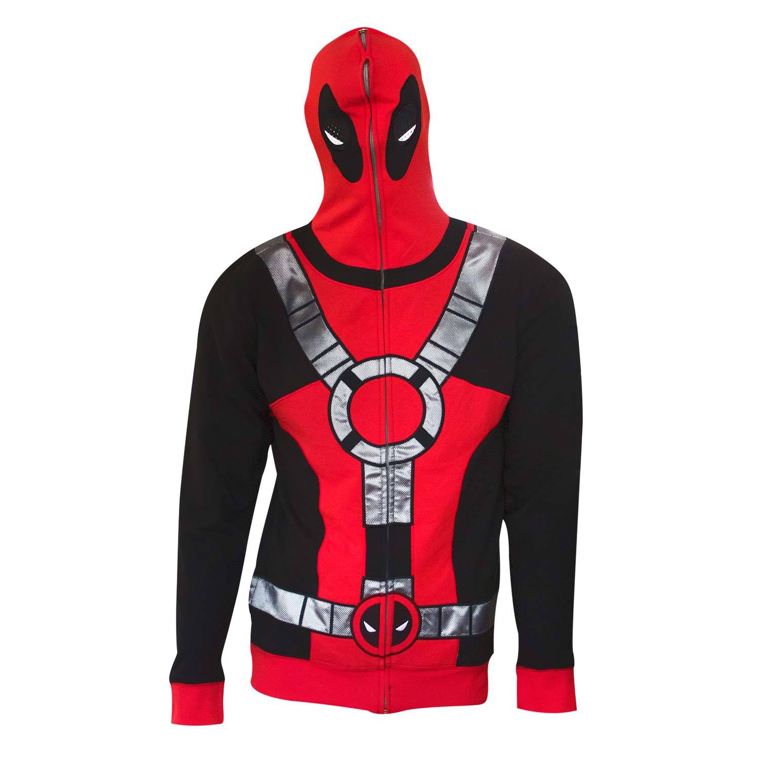 Deadpool Zip Up Full Mask Hoodie