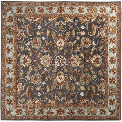 Massima Oriental Handmade Tufted Wool Charcoal Area Rug Birch Lane Rug Size: Square 6&