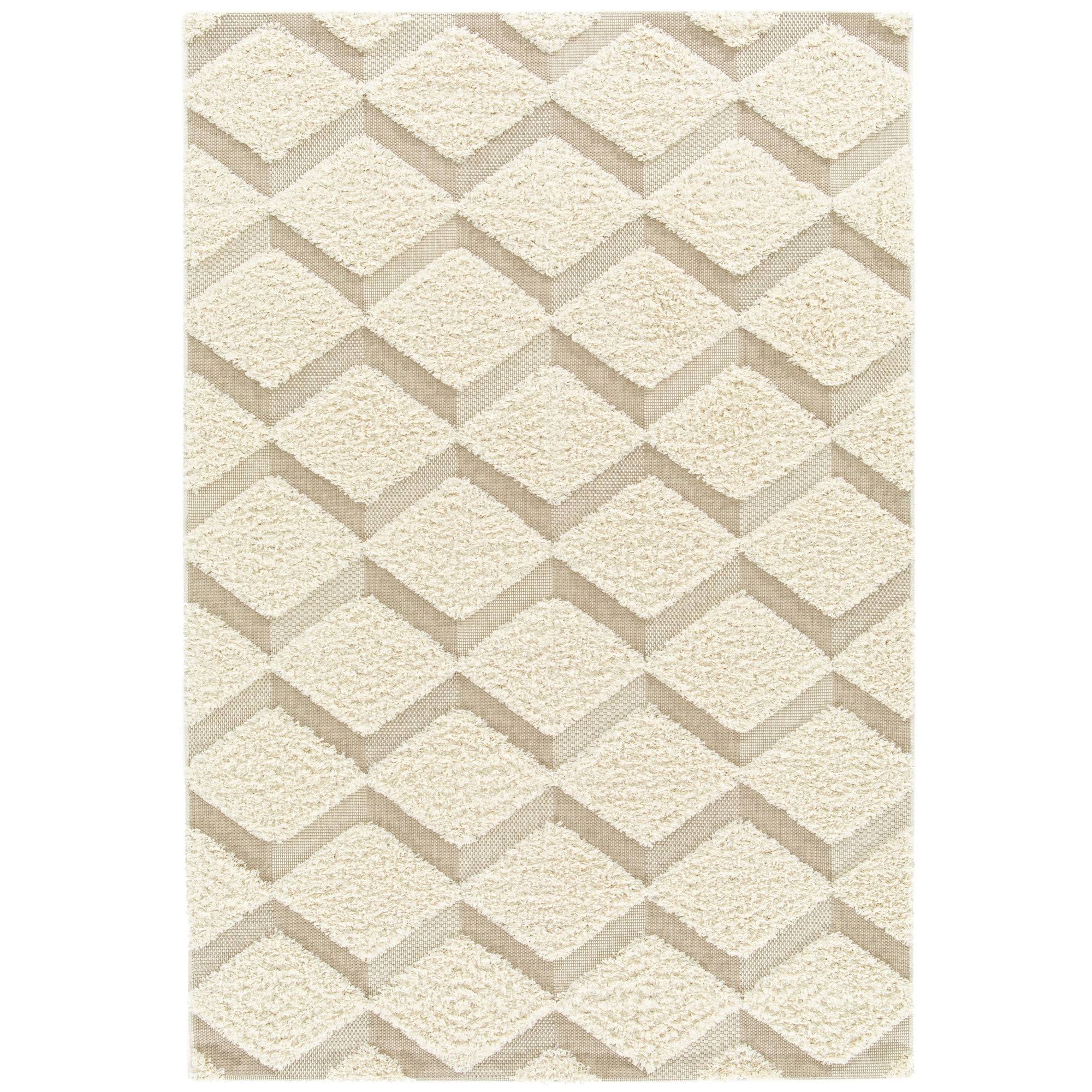 Soller Geometric Shag Area Rug - 7&10x22 x 10& - Cream