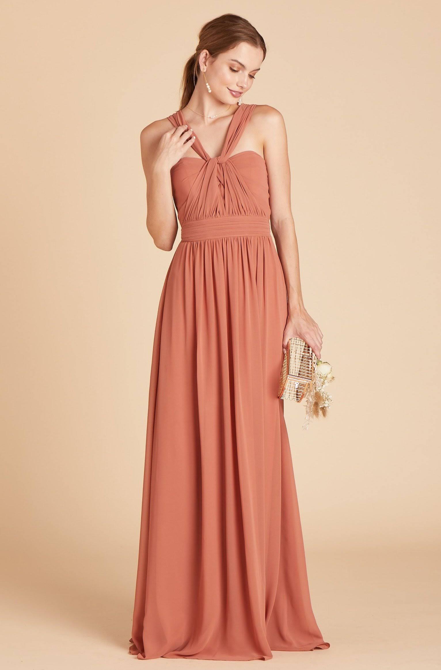 Birdy Grey Grace Convertible Chiffon Bridesmaid Dress in Terracotta XL / Terracotta / No Slit