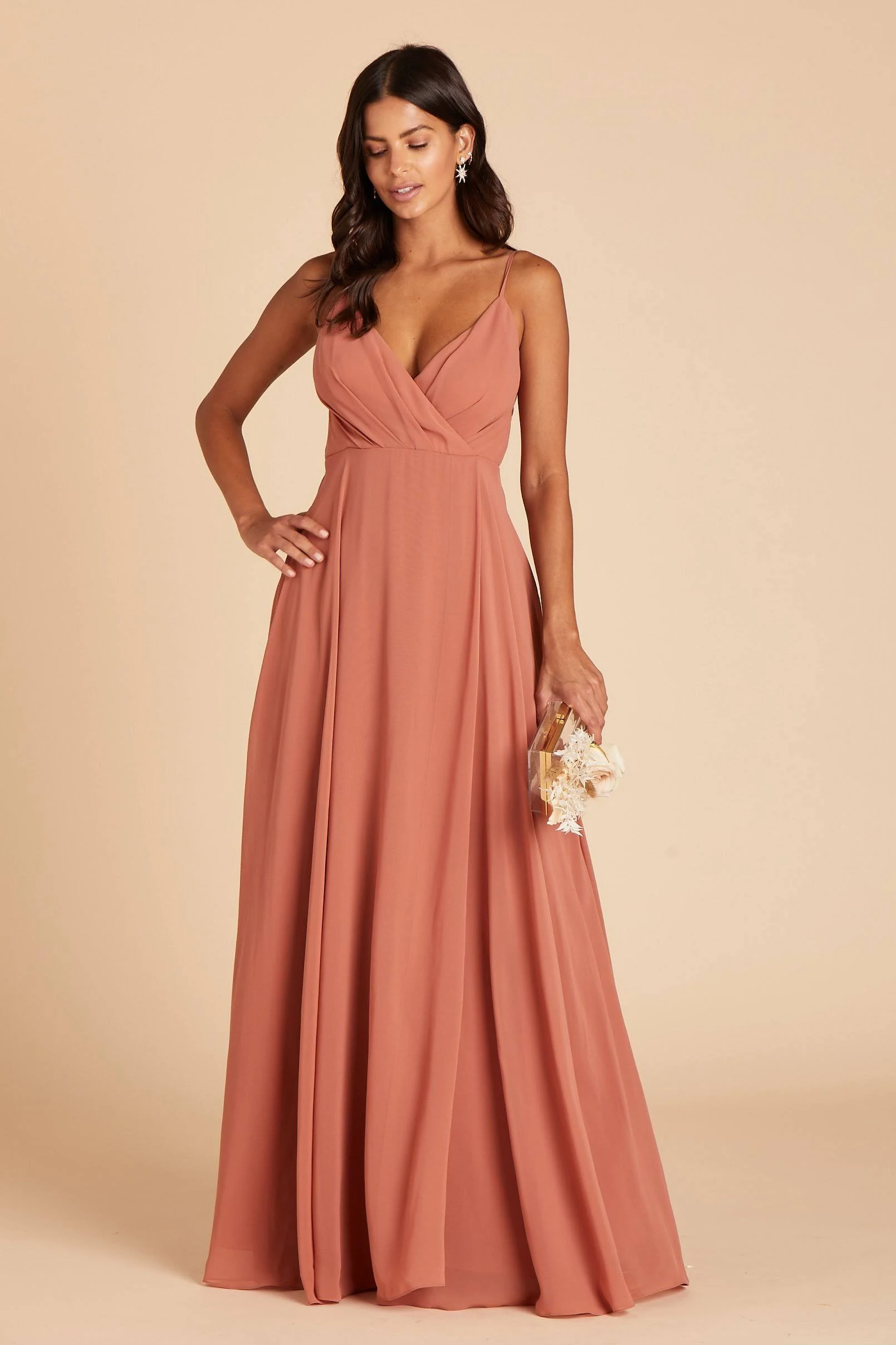 Birdy Grey Kaia Chiffon Bridesmaid Dress in Terracotta XXL / Terracotta