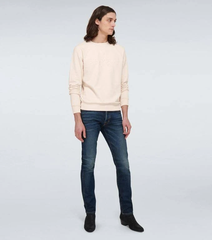 Balmain Men, Logo Embossed Cotton Sweatshirt, Beige, S, Clothing