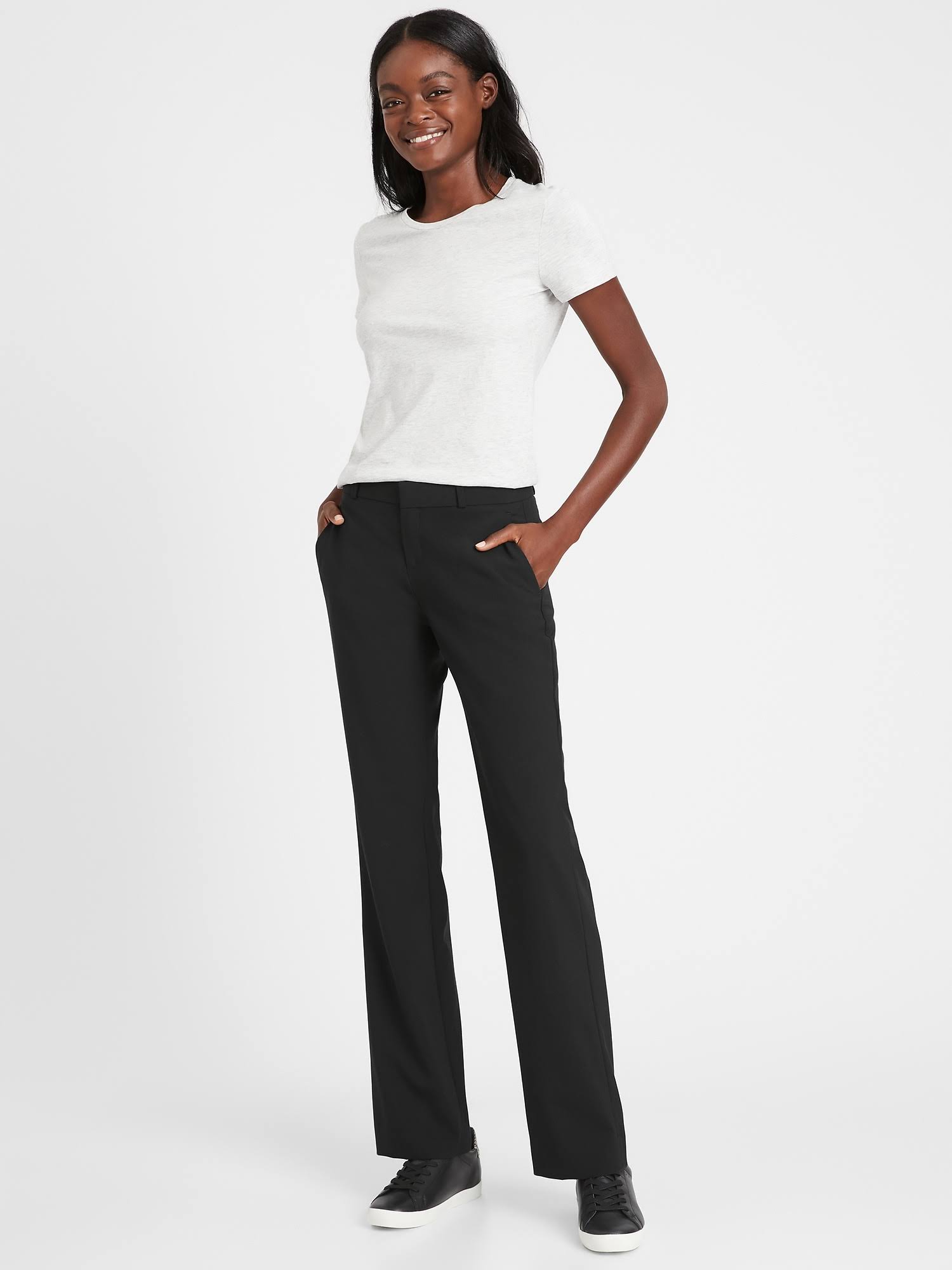 Banana Republic Women's Logan Trouser-Fit Washable Wool-Blend Pant Black Size 2 Regular