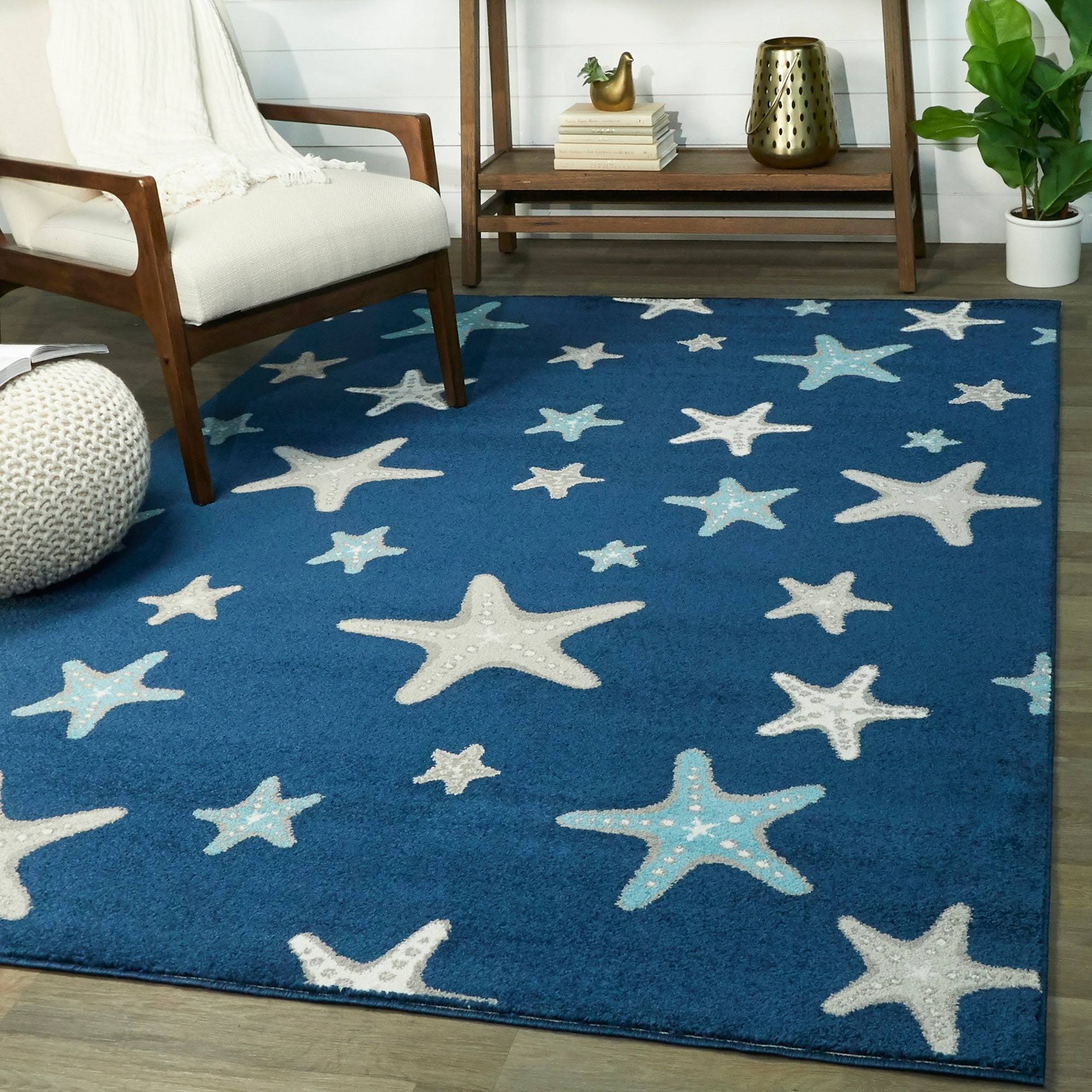 Morgana 5'3 x 7' Woven Area Rug in Blue Navy