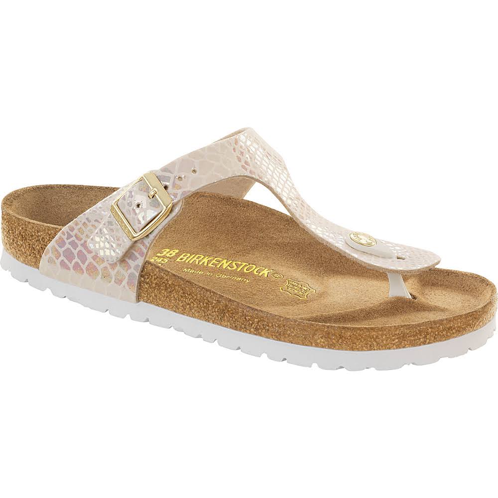 Birkenstock Women's Gizeh in Shiny Snake Cream Birko-Flor Size 42 M