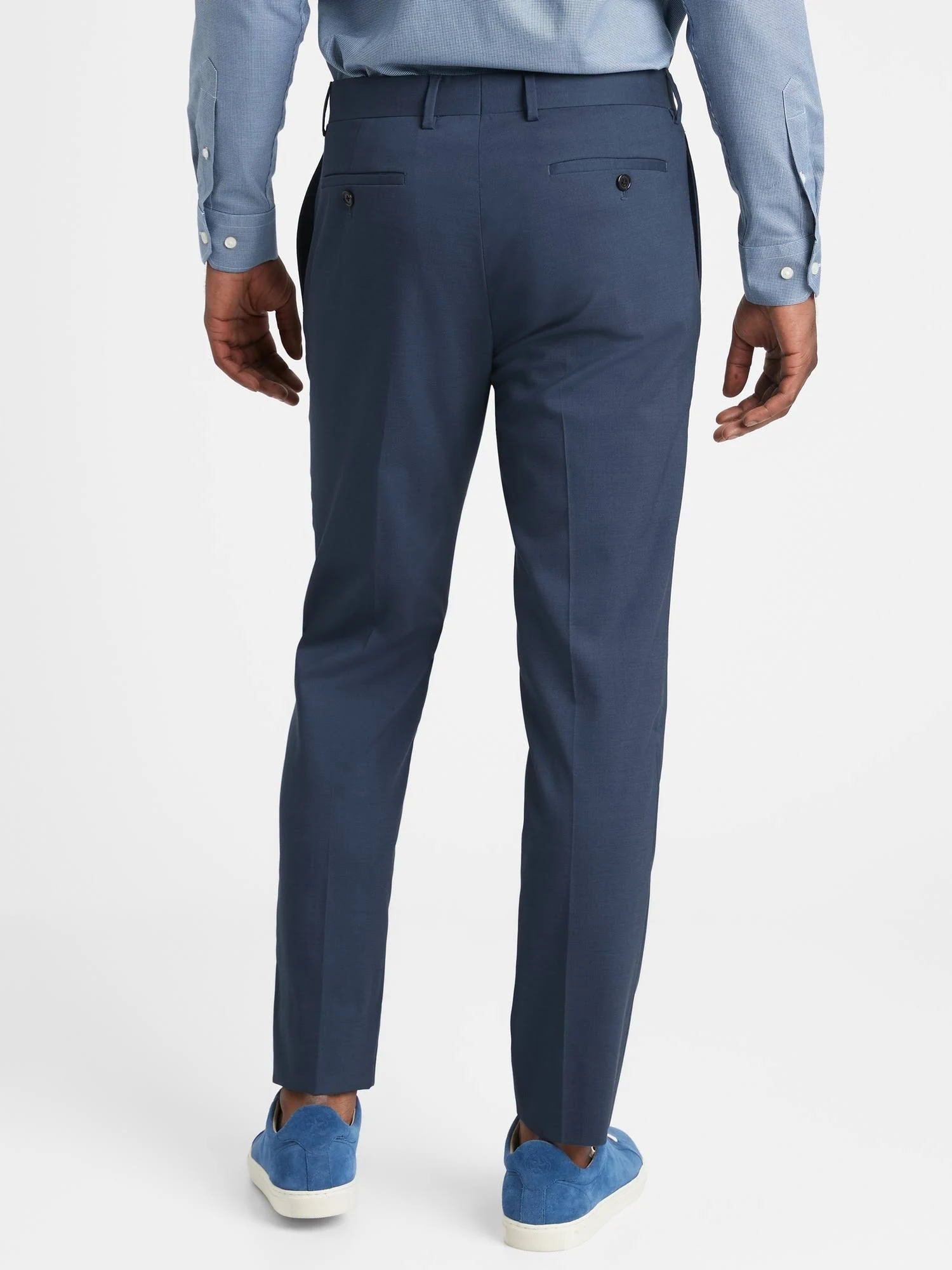 Banana Republic Men's Slim Non-Iron Stretch Cotton Solid Pant Navy Size 29W 30L