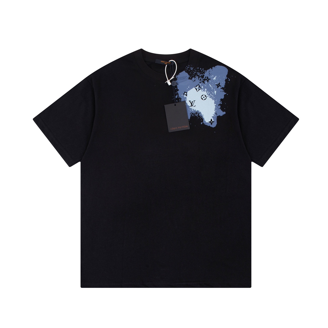 复制Louis Vuitton 23ss Front and Back Graphic Print Short Sleeve T-Shirt Black 6.14