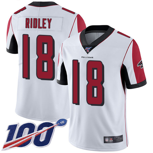 Falcons #18 Calvin Ridley White Men's Stitched 100th Season Vapor Limited Jersey