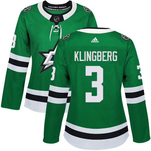 Adidas Dallas Stars #3 John Klingberg Green Home Authentic Women's Stitched Jersey Womens