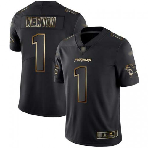 Carolina Panthers #1 Cam Newton Black/Gold Men's Stitched Vapor Untouchable Limited Jersey Men's
