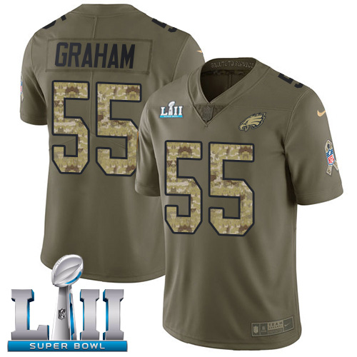 Eagles #55 Brandon Graham Olive/Camo Super Bowl LII Youth Stitched Limited 2017 Salute To Service Jersey