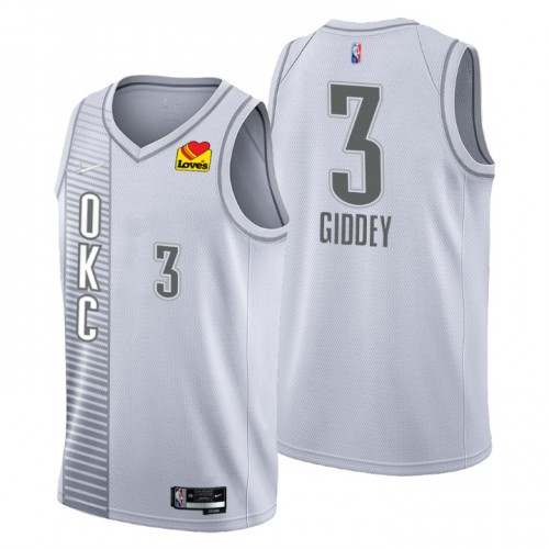 Oklahoma City Oklahoma City Thunder #3 Josh Giddey Mens Gray 2021/22 Swingman Jersey - City Edition Mens