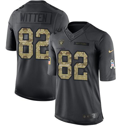 Las Vegas Raiders #82 Jason Witten Black Men's Stitched Limited 2016 Salute to Service Jersey Men's