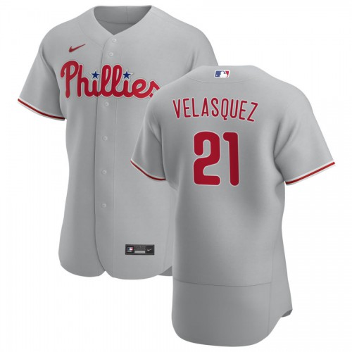 Philadelphia Philadelphia Phillies #21 Vince Velasquez Men's Gray Road 2020 Authentic Player Jersey Men's