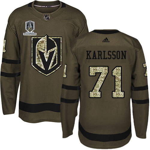 Adidas Golden Knights #71 William Karlsson Green 2023 Stanley Cup Champions Salute To Service Stitched Jersey