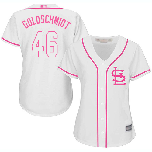 St.Louis Cardinals #46 Paul Goldschmidt White/Pink Fashion Women's Stitched Jersey Womens