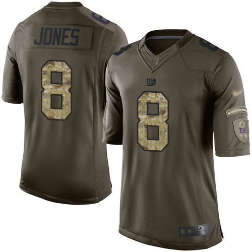 Giants #8 Daniel Jones Green Youth Stitched Limited 2015 Salute To Service Jersey