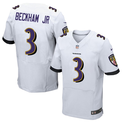 Ravens #3 Odell Beckham Jr. White Men's Stitched New Elite Jersey