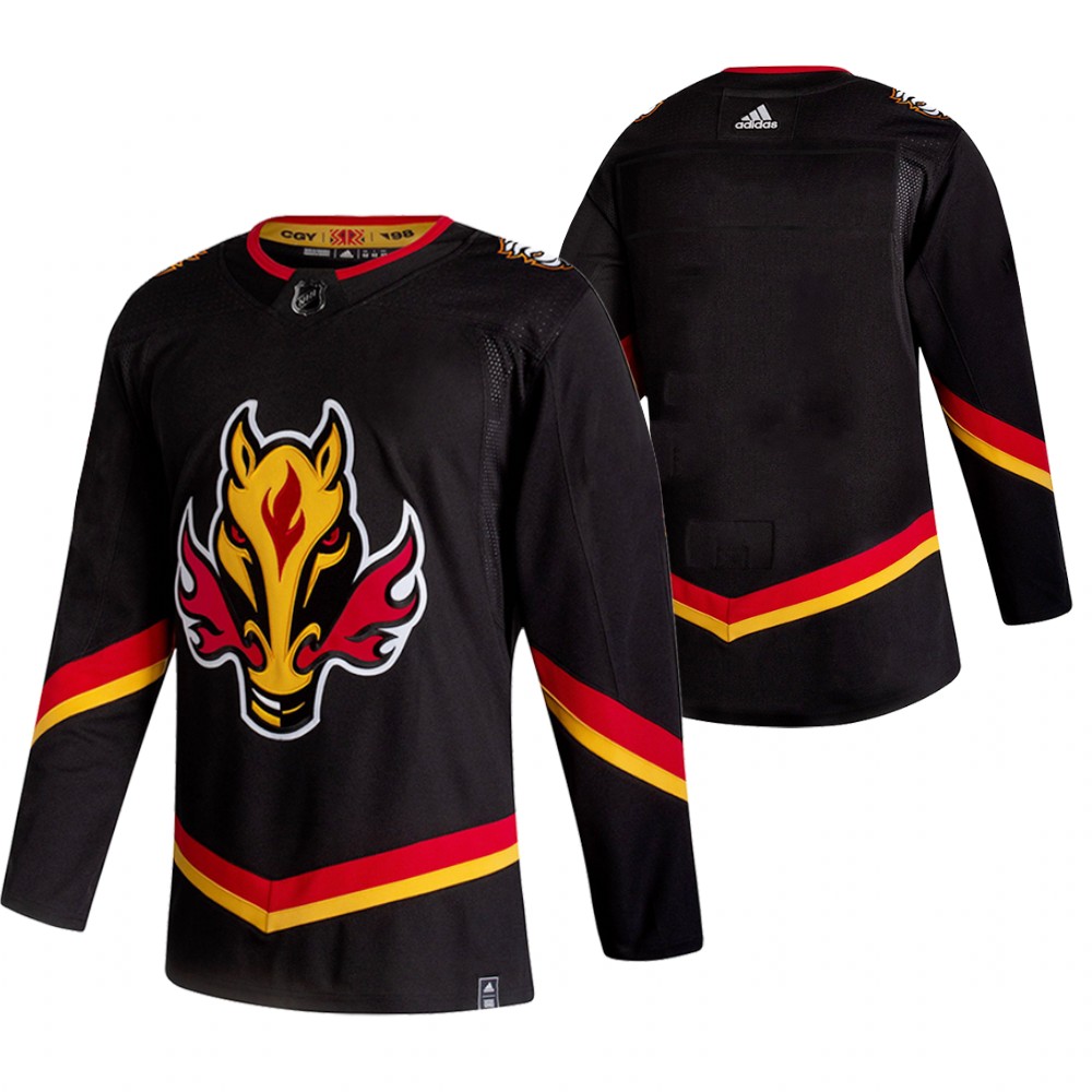 Calgary Flames Blank Black Men's Adidas 2020-21 Reverse Retro Alternate Jersey