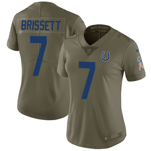 Indianapolis Colts #7 Jacoby Brissett Olive Women's Stitched Limited 2017 Salute to Service Jersey Womens
