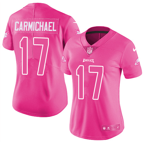 Philadelphia Eagles #17 Harold Carmichael Pink Women's Stitched Limited Rush Fashion Jersey Womens