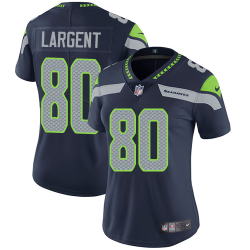 Seahawks #80 Steve Largent Steel Blue Team Color Women's Stitched Vapor Untouchable Limited Jersey