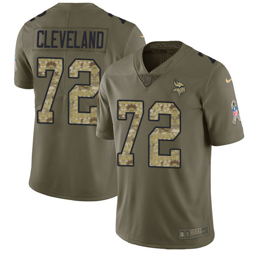 Minnesota Vikings #72 Ezra Cleveland Olive/Camo Men's Stitched Limited 2017 Salute To Service Jersey Men's