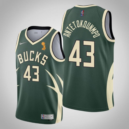 Milwaukee Bucks #43 Thanasis Antetokounmpo 2021 Finals Champions Swingman Earned Edition Jersey Green Mens