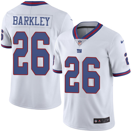 Giants #26 Saquon Barkley White Men's Stitched Limited Rush Jersey