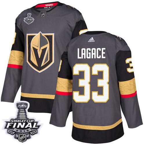 Adidas Golden Vegas Golden Knights #33 Maxime Lagace Grey Home Authentic 2018 Stanley Cup Final Stitched Youth Jersey Youth