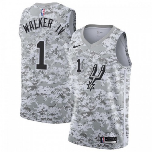 San Antonio Spurs #1 Lonnie Walker IV White Camo Youth Swingman Earned Edition Jersey Youth