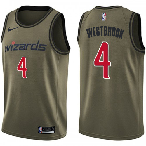 Washington Wizards #4 Russell Westbrook Green Salute To Service Youth Swingman Jersey Youth