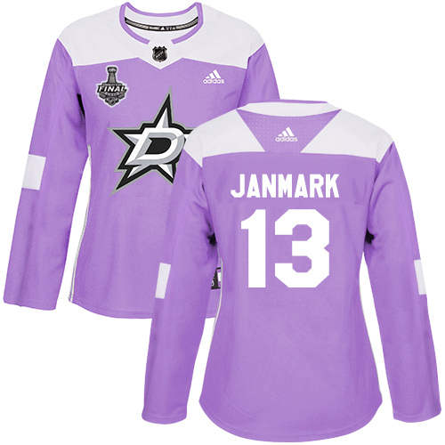Adidas Dallas Stars #13 Mattias Janmark Purple Authentic Fights Cancer Women's 2020 Stanley Cup Final Stitched Jersey Womens