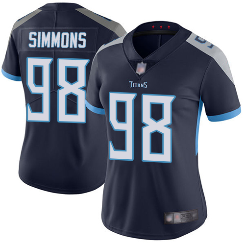 Titans #98 Jeffery Simmons Navy Blue Team Color Women's Stitched Vapor Untouchable Limited Jersey