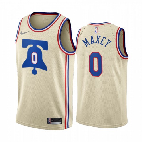Philadelphia Philadelphia 76ers #0 Tyrese Maxey Cream Swingman 2020-21 Earned Edition Jersey Mens