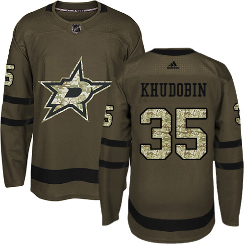 Adidas Dallas Stars #35 Anton Khudobin Green Salute to Service Youth Stitched Jersey Youth